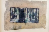 ”Expedition No.1″, from “Expedition” series , mixed media, polaroid photography, a collage of two images all transferred onto a glass, 24 x 33.5 cm, unique edition, 2018