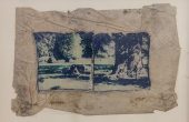 ”Expedition No.1″, from “Expedition” series , mixed media, polaroid photography, a collage of two images all transferred onto a glass, 24 x 33.5 cm, unique edition, 2018