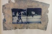 ”Expedition No.1″, from “Expedition” series , mixed media, polaroid photography, a collage of two images all transferred onto a glass, 24 x 33.5 cm, unique edition, 2018